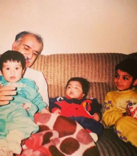 With my grandfather and cousins.