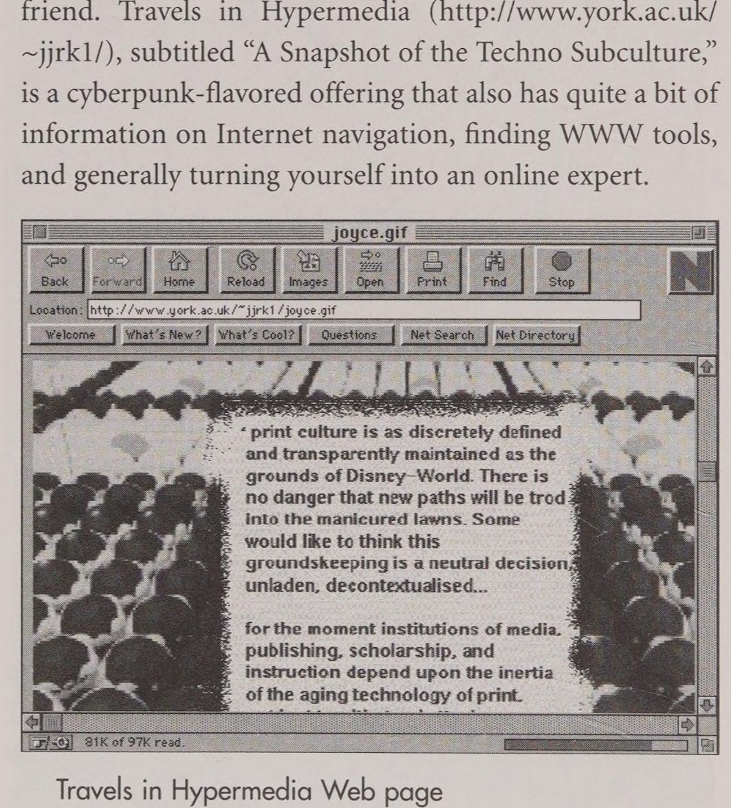 Screenshot of Travels in Hypermedia