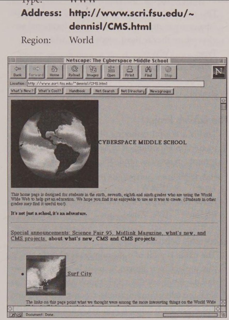 Screenshot of Cyberspace Middle School