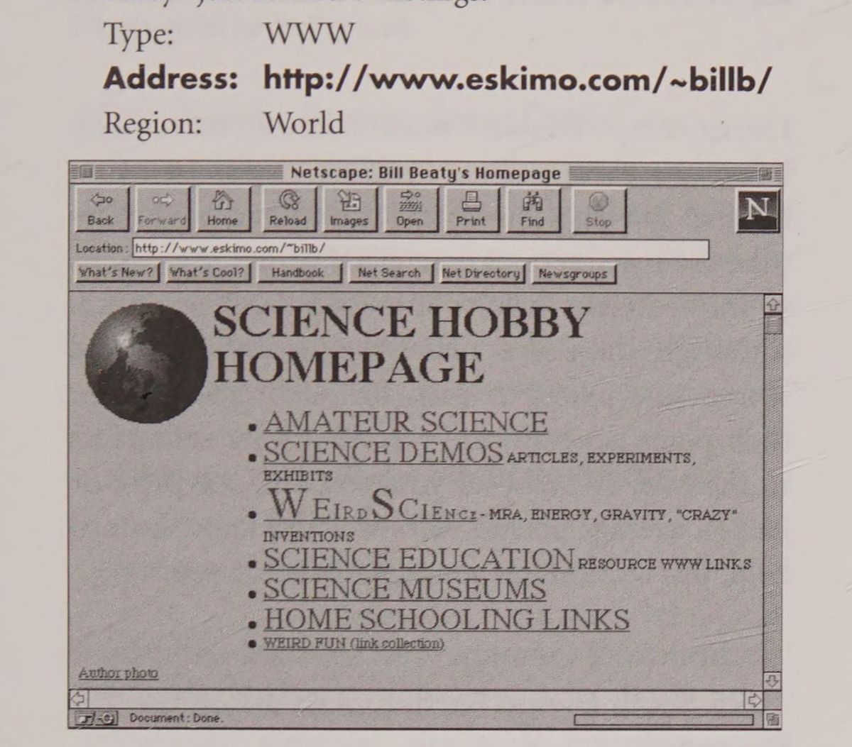 Screenshot of Bill Beaty's Homepage — Science Hobby