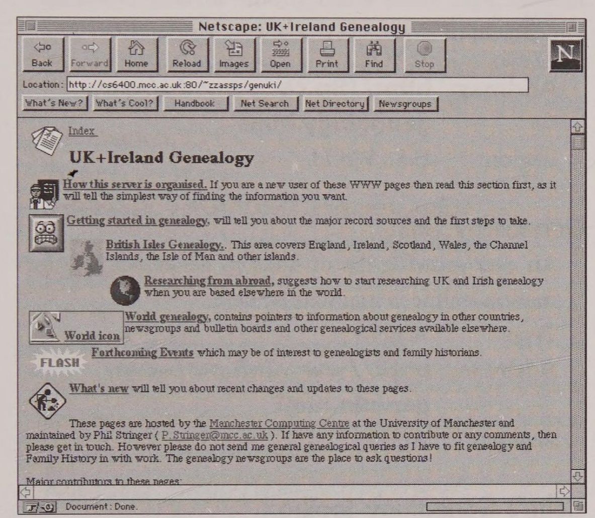 Screenshot of UK+Ireland Genealogy (GENUKI)