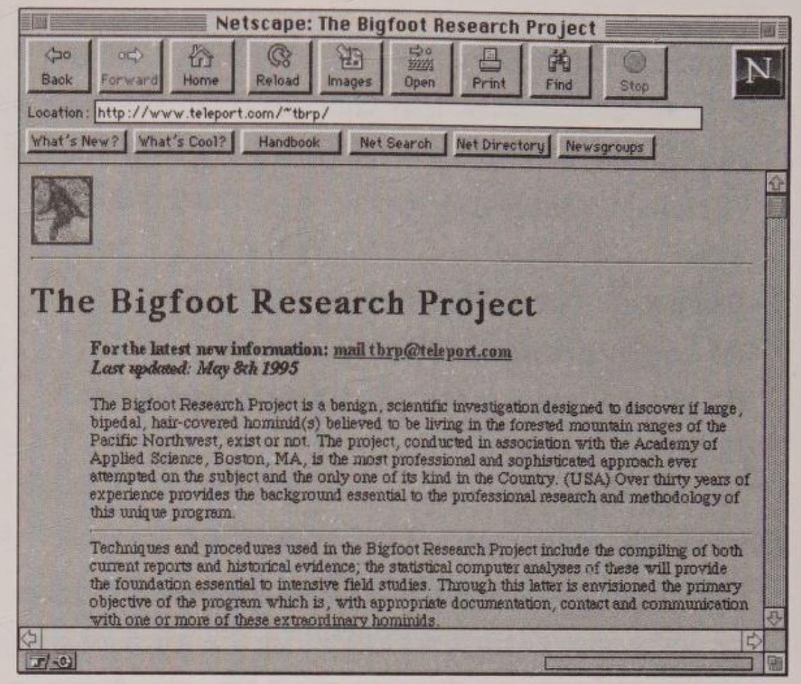 Screenshot of The Bigfoot Research Project